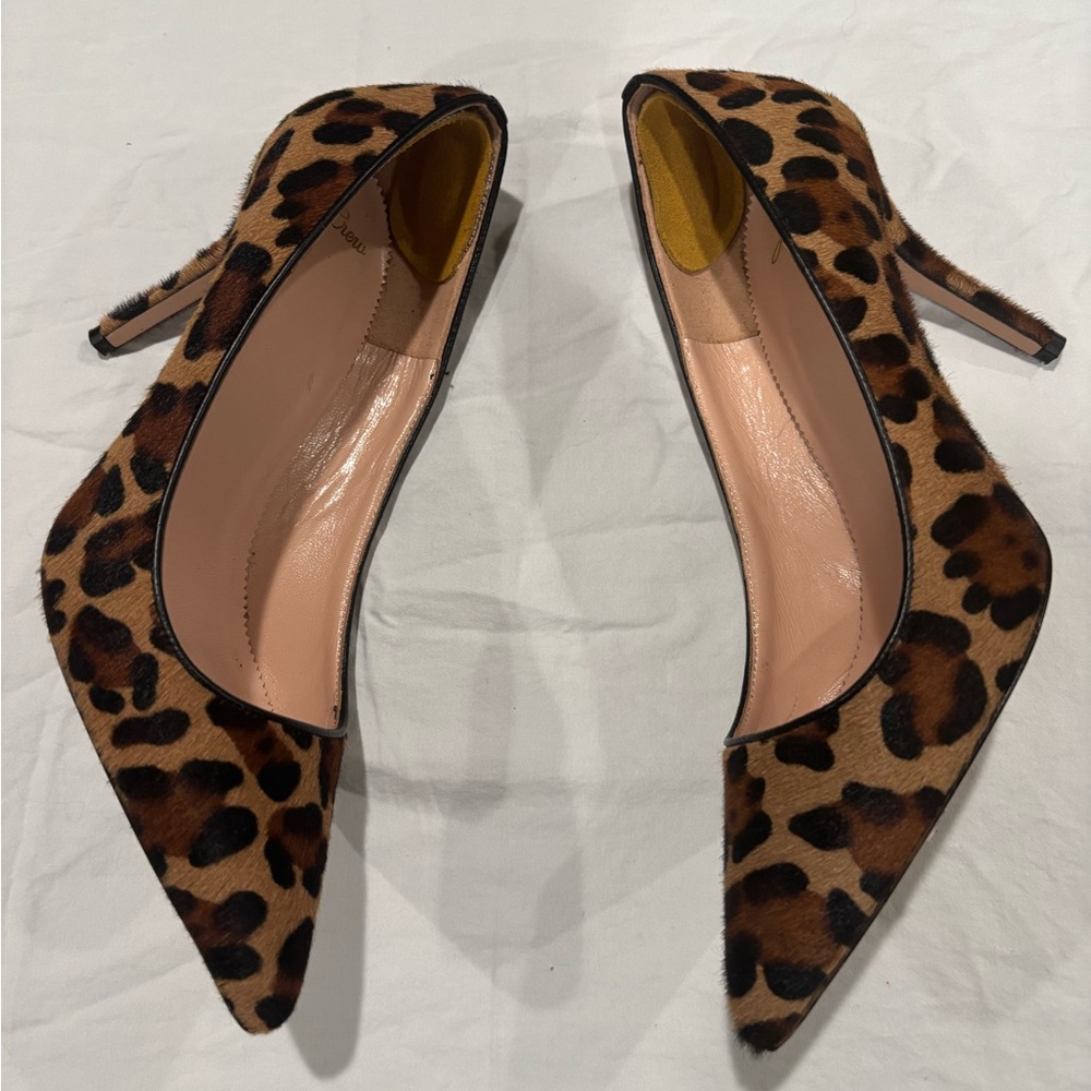 JCrew Leopard Animal Print  Heels Pumps Made In Italy Women’s 9.5 Calf Skin - Picture 7 of 10